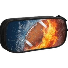 Sports-Themed Pencil Case with Football for Boys Girls, Big Capacity Black