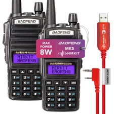 2Х BAOFENG UV-82 MK5 8W Max Power Ham Radio VHF/UHF 144-148/420-450MHz Walkie...