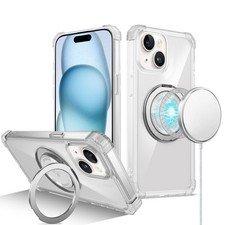 For iPhone 15 Case Shock absorbing Magnetic Circle Cover  2 Tempered Glass