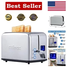 Elegant Stainless Steel 2-Slice Toaster with LED Display and 6 Browning Settings