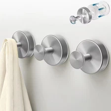 3PCS Heavy Duty Strong Suction Cup Hooks Stainless Steel Wall Hanger No Drill