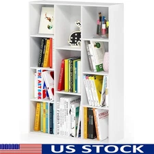 Minimalist 11-Cube Bookshelf Wood Storage Organizer Sturdy Design Home Office US