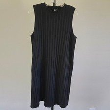 Eileen Fisher Womens Black Ribbed Sleeveless Mock Neck Shift Dress Size Medium