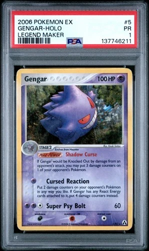 2006 POKEMON EX LEGEND MAKER #5 GENGAR-HOLO PSA 1