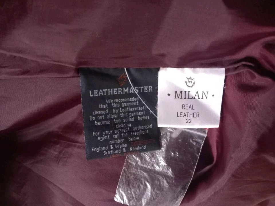 Ladies Vintage 100% Leathermaster, Milan Real Leather Burgundy Jacket. Size 22. - Image 4 of 4