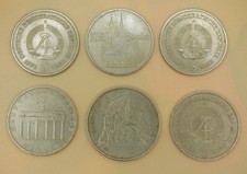 East Germany coin lot x6 w Commemoratives  1971 1972 1989 5 / 10 Mark Church etc