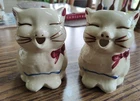 Two Vintage Shawnee Pottery Puss N Boots Cat Creamers Pitchers Cream & Off-White