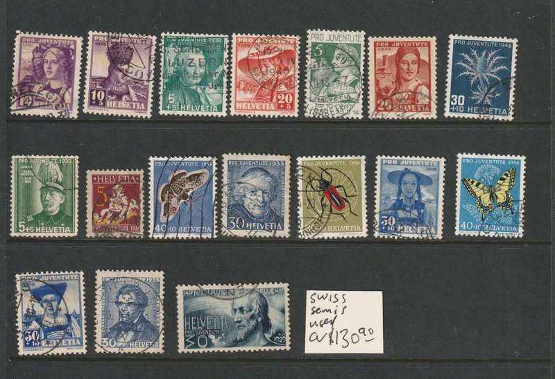 Switzerland used older semi postals  CV $130.90