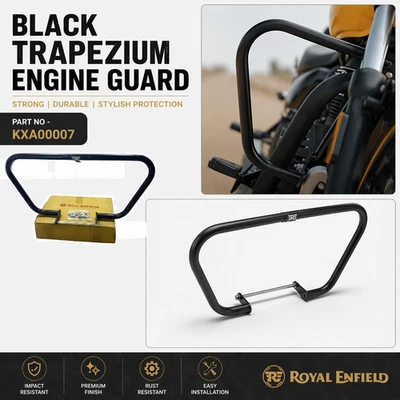 Protection moteur trapézoïdale noire pour Royal Enfield New Classic, Bullet &... - Photo 1/4