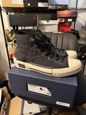 Size 12 - Dior B23 High Top Oblique Kumo Black Sneakers AUTHENTIC CLEAN