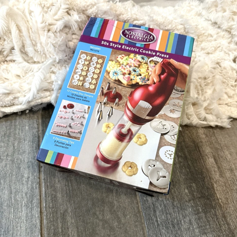 Nostalgia Electric Christmas Cookie Press 50’s Style Holliday Cookies Novo - Imagem 4 de 4