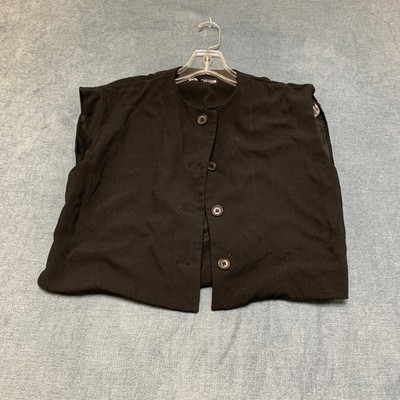 Zara Grupo Inditex Vest Womens Medium Black Button Front Cropped Cut Outdoor