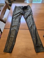 Women's Black Flat Front Solid Leggings Pants Regular Size Type