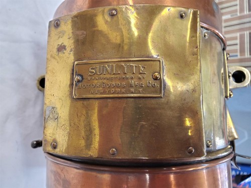 Antique Sunlyte Searchlight Acetylene Gas Brass Copper 1900s Car and Boat - Picture 6 of 13