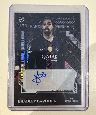 Topps UCC Knockout 2025-26 Bradley Barcola PSG Black Autograph 02/10