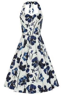 Hearts & Roses London Neckholder Kleid Indigo Romance Swing Vintage Retro 50er