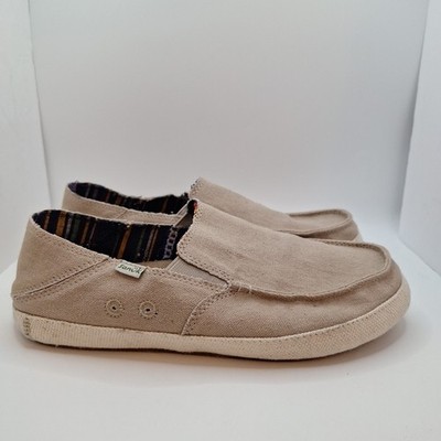 Sanuk Hemp Shoes Beige Men's 8 Slip On Lightweight Casual Loafer