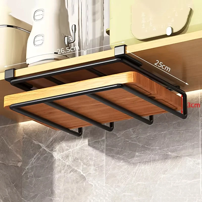 Kitchen Hanging Organizer Rack with Hooks Under Cupboard Paper Towel Rags
Opens in a new window or t
