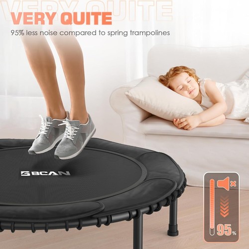 48" Foldable Mini Fitness Trampoline - Indoor Exercise Rebounder for Adults - Picture 7 of 9