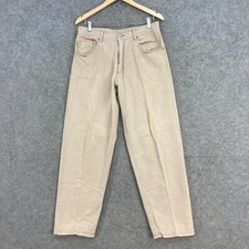 Pantalones de mezclilla vintage Rip Curl para hombre 32 beige recto relajado manchado años 90 10205