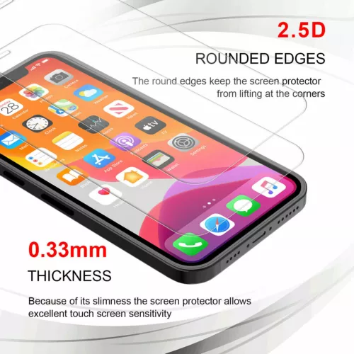 3 Pack For iPhone 12 Pro Premium Tempered Glass Screen Protector,Case Friendly - Picture 2 of 6