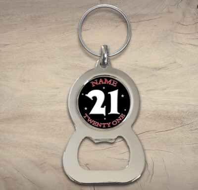 Personalised 21st Birthday Metal Bottle Opener Keyring Son Grandson Gift  R105 UK