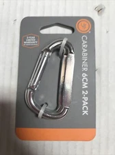 1) 2pk Silver 6cm Carabiner Spring-Loaded D-Ring Clip Hook Key Chain  (LLB-5)