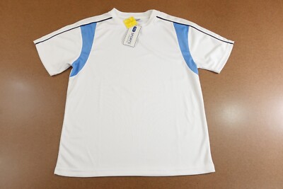 TV Sports By Marilyn Kosten Mens Size Large White Blue Short Sleeve T-Shirt NWT
