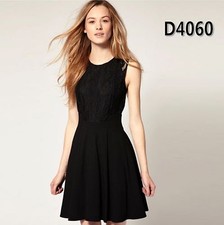 Women Lady SLEEVELESS Party Mini LACE Formal Vest Tunic Black Tea shift DRESS