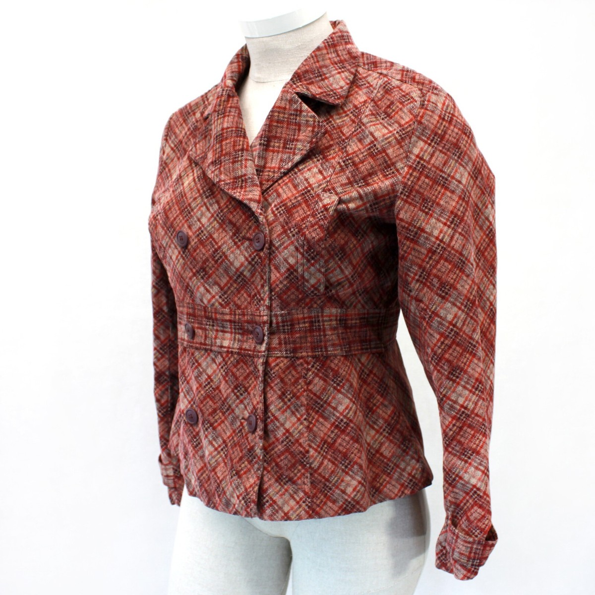 Cato preppy academia plaid equestrian corduroy blazer jacket lined Large Y2K