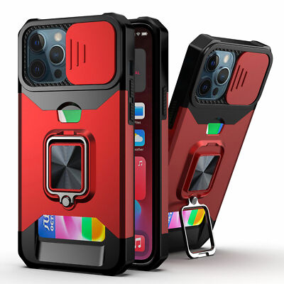 Rugged Card Slot Armor Phone Case For iPhone 16 15 14 13 12 11 Pro Max XR XS 7 8