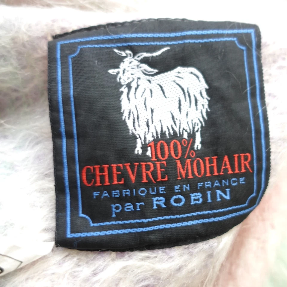 Manta Mohair a Cuadros Difusa Púrpura Verde Marca de Lana Etiqueta CHEVRE por ROBIN 68/44 Foto 2 de 4