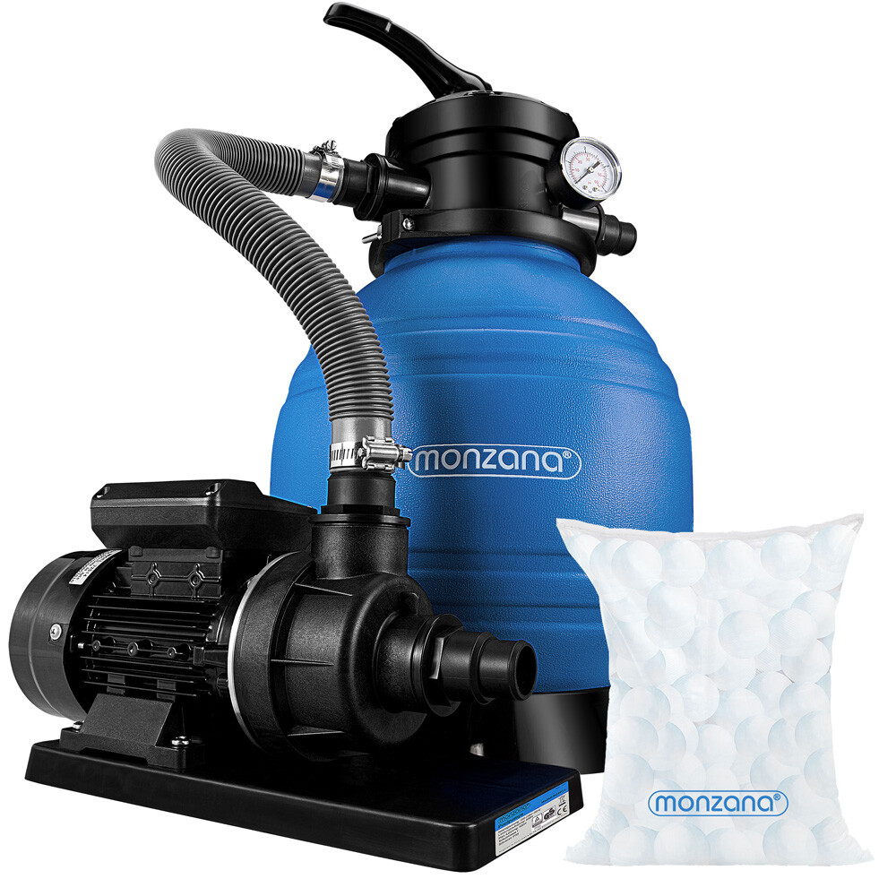 Monzana Sistema De Filtro De Arena 10.200L/H + Bolas Filtrantes Limpieza Piscina
