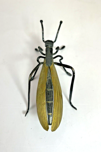 Bronze Wing Insect Bug Grasshopper Metal Figurine Sculpture Japanese VTG Okimono