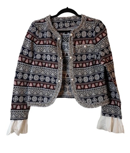 Shein Aztec Geometric Print Open Front 