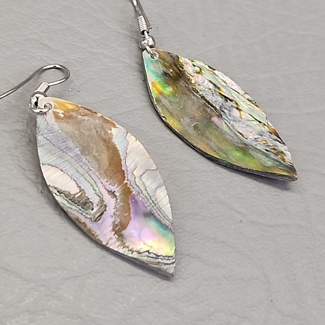 Abalone Pierced Earrings Dangle Shell Marquise Sh… - image 9