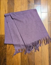Warm Soft Purple Muffler Fringe Scarf 72" x 13" Cashmere ?
