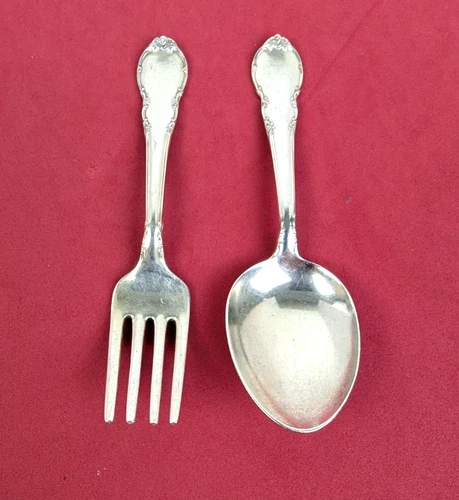 Sterling Silver MODERN VICTORIAN by Lunt Baby Fork & Spoon Set 37 grams No Monos