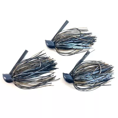 BIG RIVER BAITS 3 Hand-Tied, 1/2-oz. Magic Blue Craw Recessed Flat-Eye Flipping Jigs