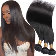 THICK Indian Straight Human Hair Extensions 100 Virgin Hair 1/3 Bundles Weaves