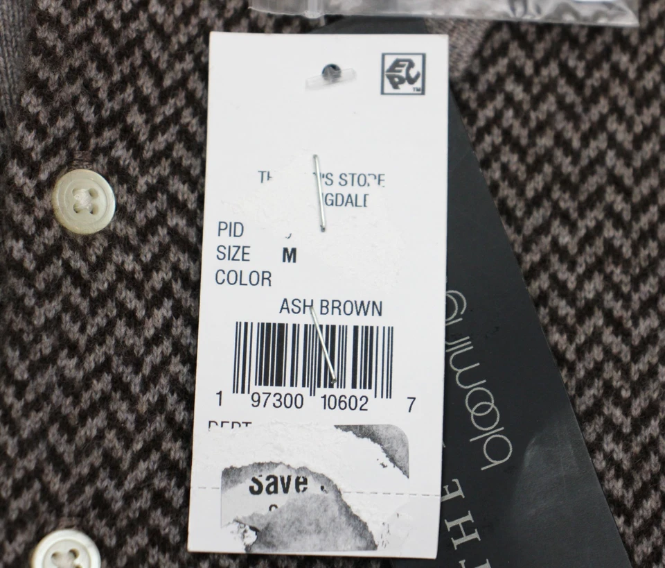 Suéter Polo The Mens Store M Gris Marrón Espiga Lana Cachemira Bloomingdales Foto 4 de 4