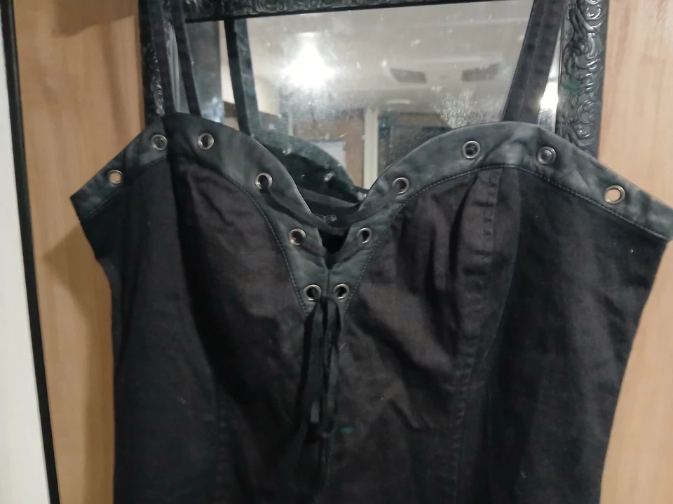 Vestido Royal Bones By Daang negro con ribete de cuero Sixe XL Foto 3 de 3