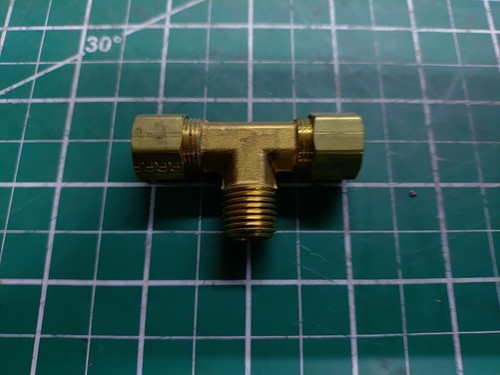 372-06-06-04 Brass 3/8" Compression Pipe Branch Tee Fitting x 1/4 Male NPT