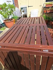 Extendable Wooden IKEA Garden Table Plus Two Wooden IKEA Garden Chairs