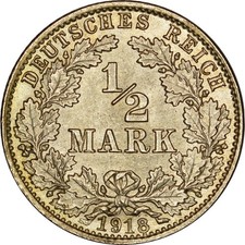 Germany, Empire, 1/2 Mark - 1918D