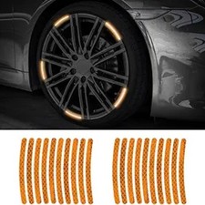 20PCS Reflective Car Wheel Decorative Stripe Stickers, Night Safety Orange