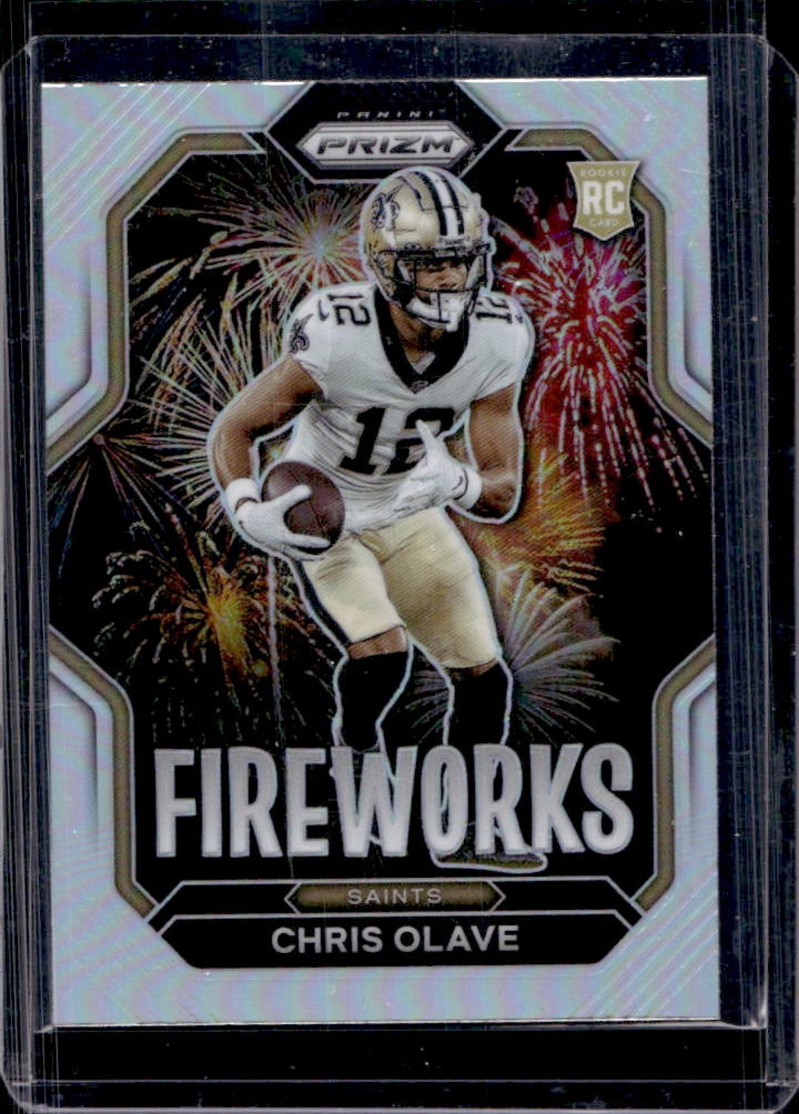 2022 Prizm Chris Olave Fireworks RC Silver Rookie #F-14 Saints