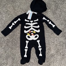 NWT Infant Baby Carters Just One You Halloween Skeleton Sleeper w Hat Size 3 M