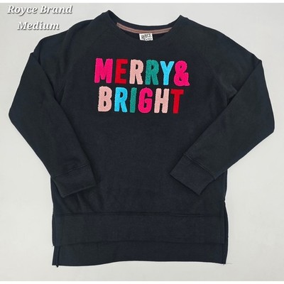 Royce Brand Merry & Bright Chenille Graphic Sweatshirt Medium Holiday MomCore