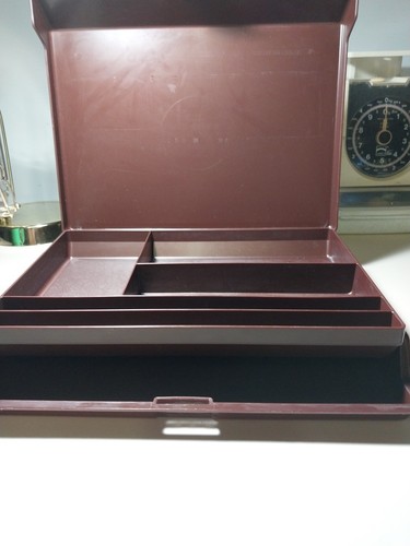 Vintage Tupperware Personal Valet Wakeup Organizer With Seal Tray #1869 Brown - Picture 4 of 4